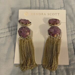 Kendra Scott Purple Stone Gold Tassel Earrings